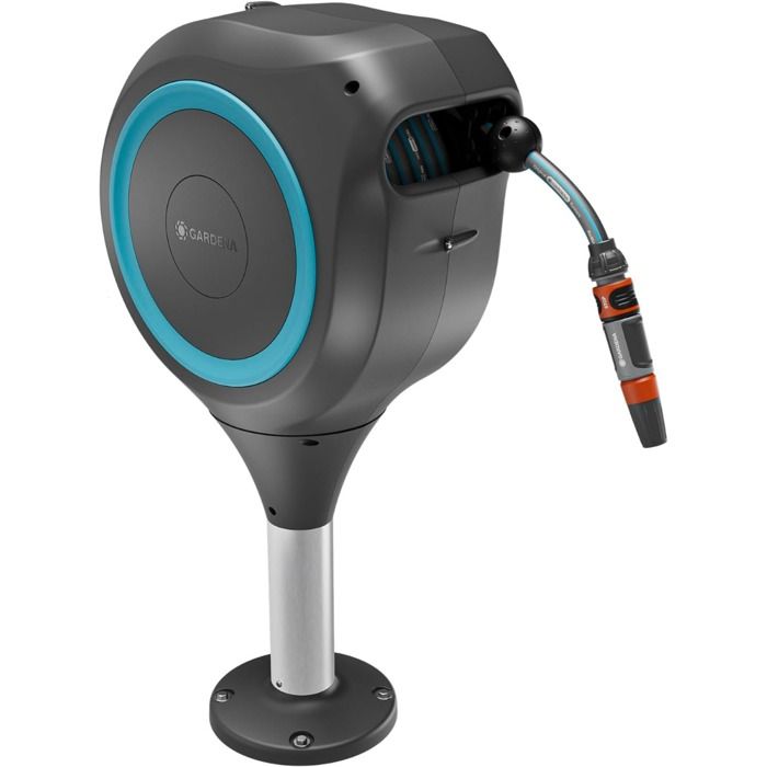 Dévidoir automatique pour terrasse - GARDENA - RollUp - S - Bleu - Longueur 15 m - Tuyau 13 mm