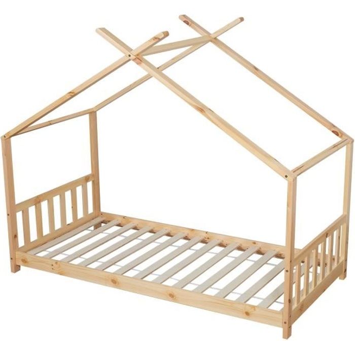 lit cabane pour enfant 190x90cm en bois gaspard marron