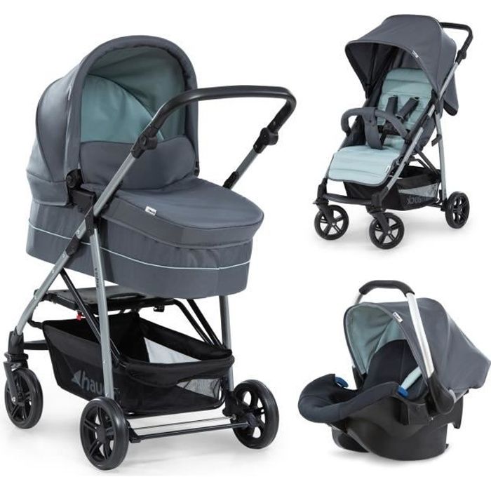 HAUCK Poussette 3 en 1, combinée trio Rapid 4,Naissance jusqu'à 25  kg/Poignée réglable en hauteur/pliable d'une main - Gris Mint - Cdiscount  Puériculture & Eveil bébé