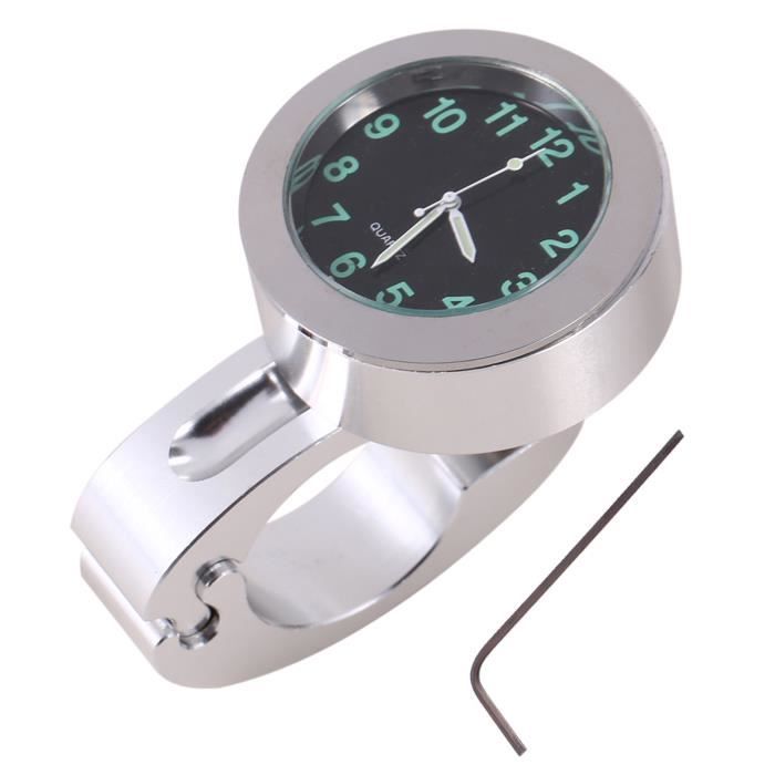 Monture Horloge/thermomètre Pour Guidon Moto 32 Mm – Universelle, En Fer Argenté, Avec Joints Caoutchouc