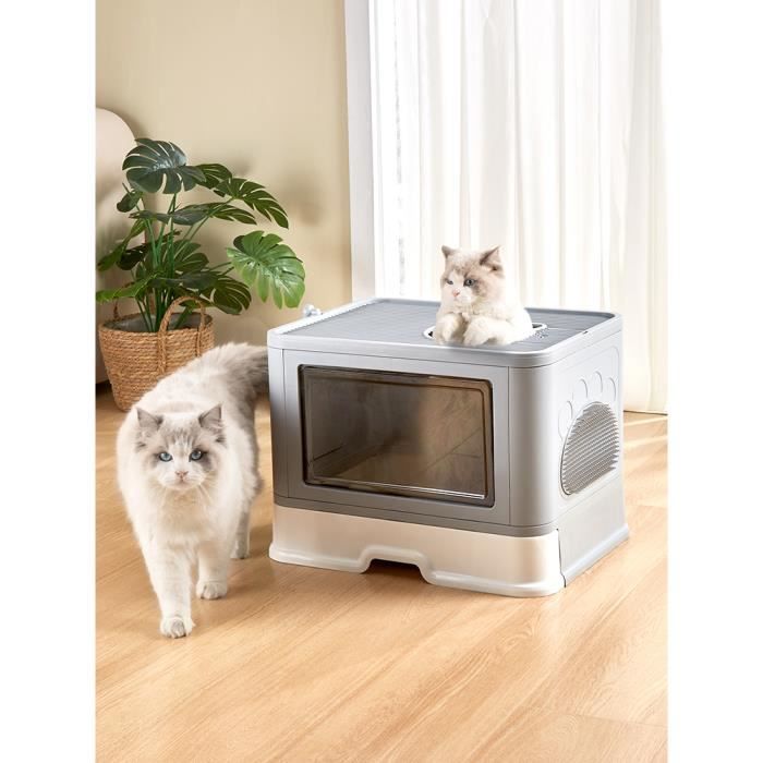 Meilleurs prix pour Bac à litière pour chat - HUOLE - Toilette pour chat - Matériau PP - Bleu - 48,5 x 36,5 x 38 cm