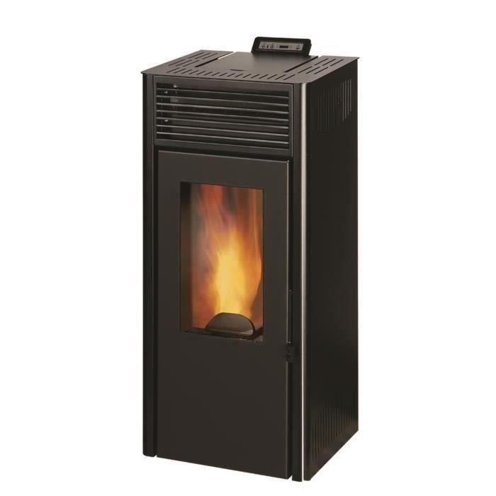 Poêle à granulés modulable INVICTA Nola 7 - 7 kW - Rendement 86% - Noir