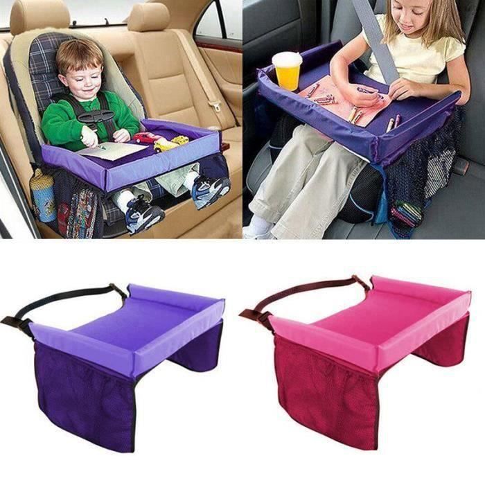 Plateau De Table Pour Siège Auto Enfant - 42x32x8 Cm, Fibre + Tissu Oxford, Avec Sangles Réglables - Pour Voyages, Repas, Jeux