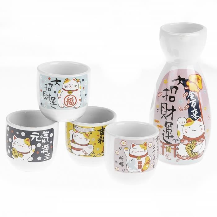 Service à Saké Maneki-Neko : Votre Chat Porte-Bonheur pour les Soirées Zen