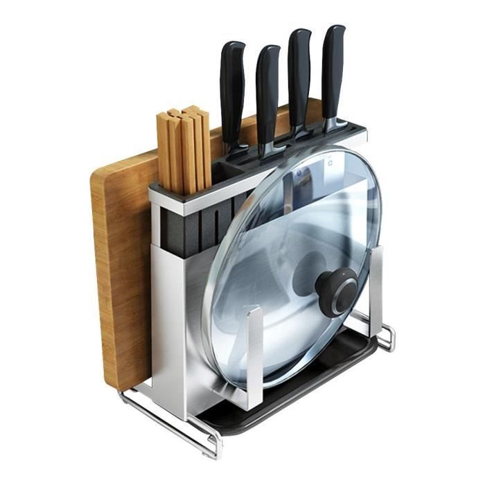 Lot De 2 Supports à Planches à Découper & Couvercles - Acier Carbone 5 Compartiments (1.2cm/2.7cm) - Organisateur Cuisine Antidérapant