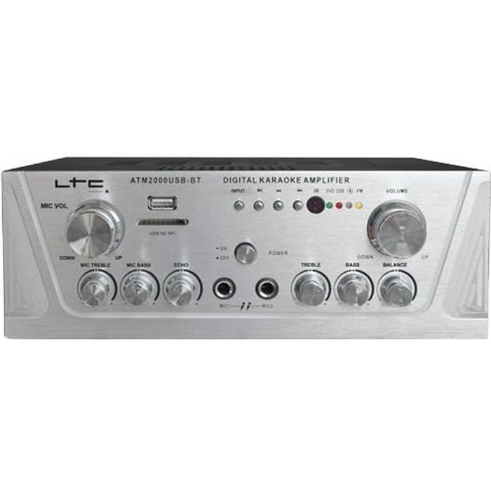 LTC ATM2000USB-BT Amplificateur stéréo 2x50W avec Karaoké/USB/MP3/SD/Bluetooth