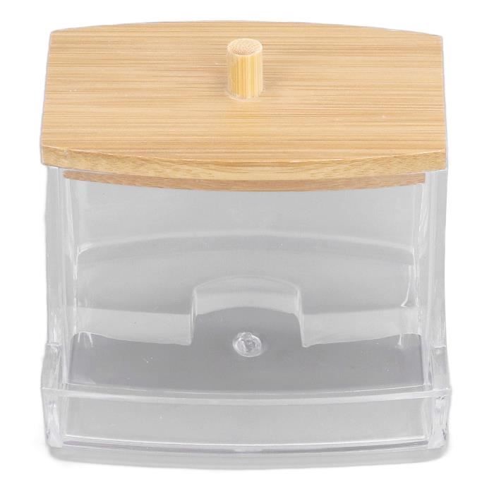 NyxSeat Lot De 2 Boîtes à Cotons-Tiges En Bambou - Rangement Cosmétique Transparent