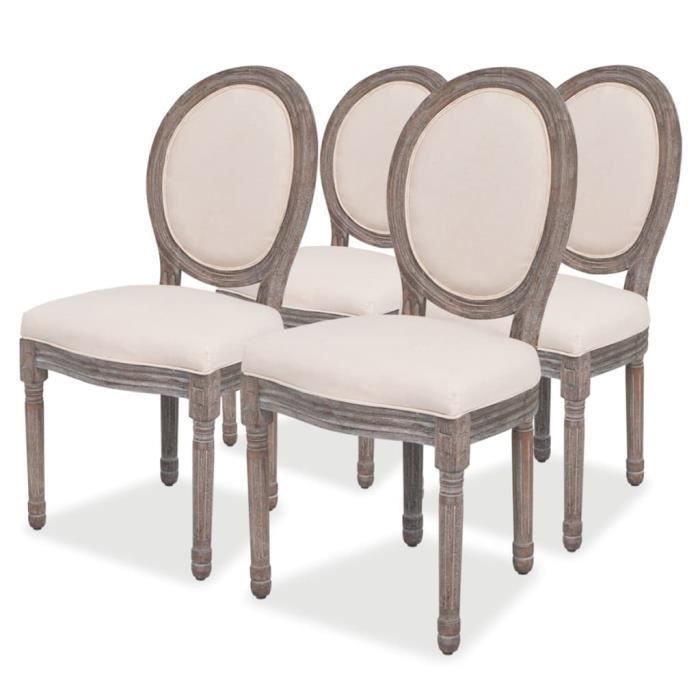 4 chaises de salle à manger - omabeta - style européen - crème - linge de caoutchouc de bouleau - 50x56x95,5 cm(l x p x h) 740514811