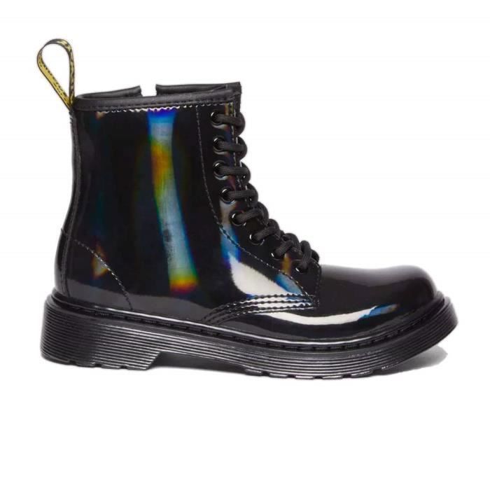Bottes pour Fille Dr. Martens 1460 Rainbow Patent Noir Lacets Synthetique Haute