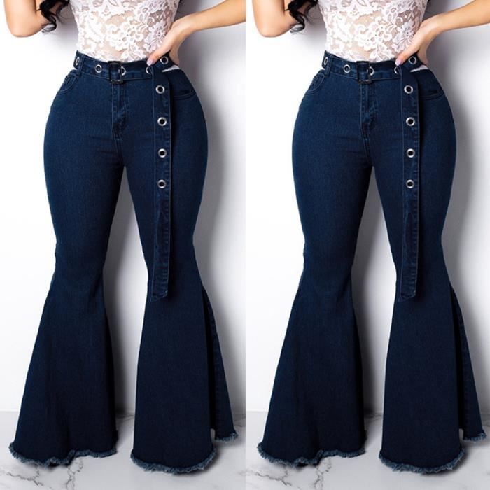Femmes Taille Haute Denim Jeans avec Tassel déchiré Zipper Jeans Délavé Crayon Pantalon
