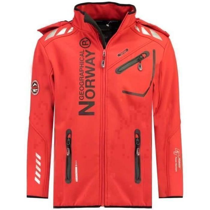 Veste Softshell Homme Geographical Norway - Imperméable Coupe-vent (5000 Mm), Capuche Amovible - Pour Automne, Hiver, Outdoor
