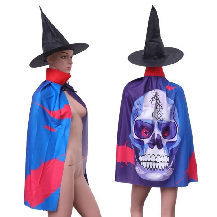 Costume Halloween Enfant Chauve-souris - Cape, Chapeau Sorcière, Sac Bonbons, Dents Vampire - Taille 90-150 Cm - 2