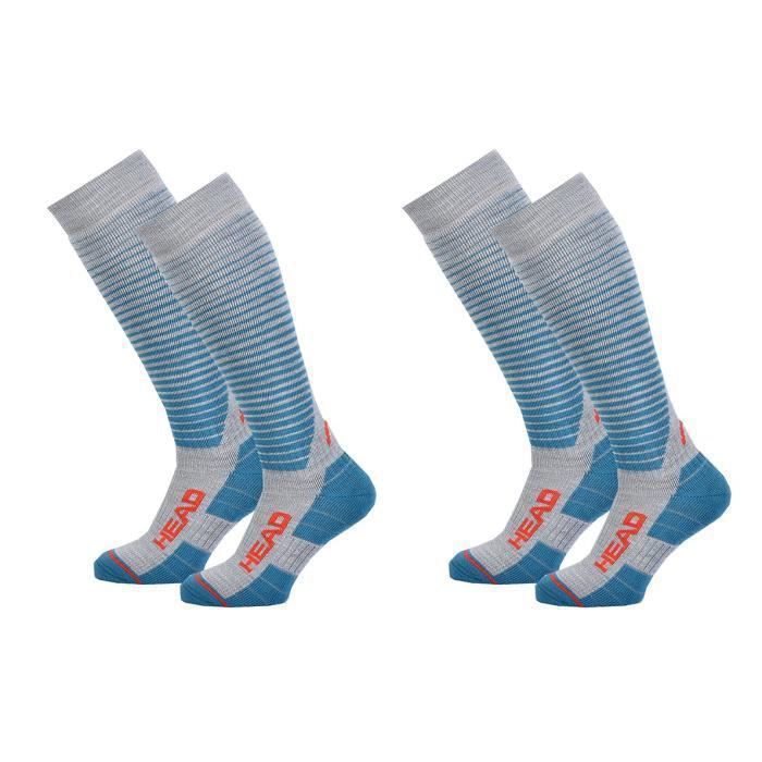 chaussettes sport head performance  pack de 2 paires ski rayures bleu004