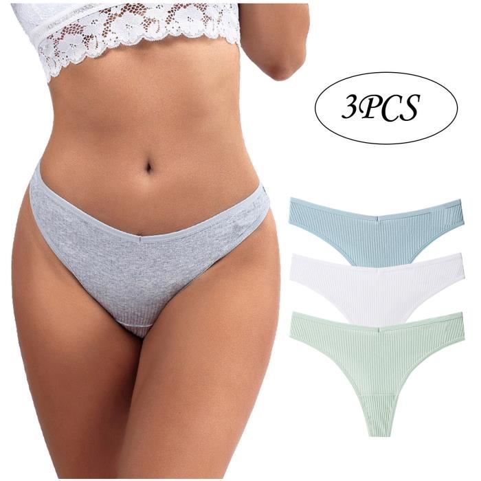3 pieces string femme string coton tongs femmes culottes Sexy V taille femme calecon culottes lingerie ZUIHAO5806 Multicolore Cdiscount Pret a Porter