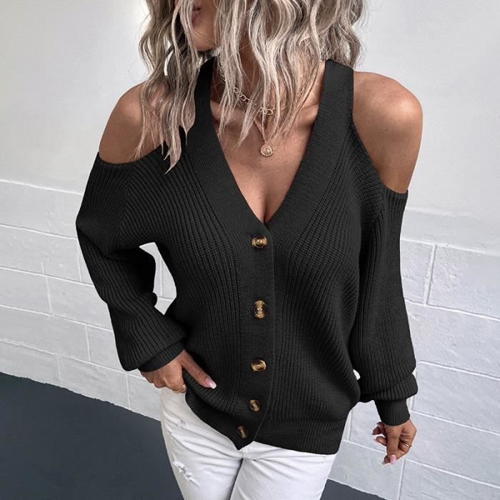 Gilet Cardigan Femme - CAMEL - Tricoté - Simple boutonnage - Élégant
