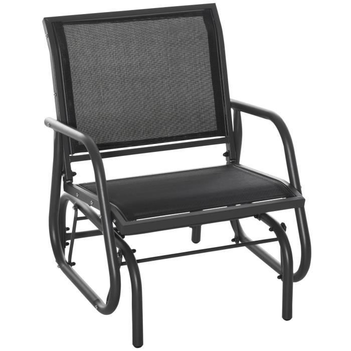 fauteuil à bascule de jardin rocking chair design contemporain métal textilène noir
