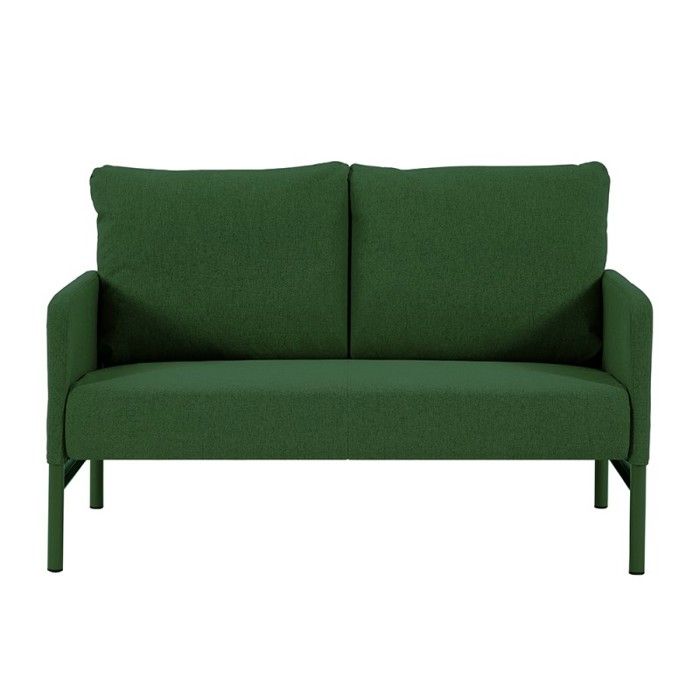 Canapé banquette droit fixe tissu vert olive 2 places