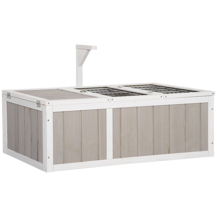 Enclos pour petit animal de compagnie PawHut Bois de sapin 91.5x61x33cm Gris