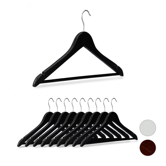 40x Cintre en bois Traverse pantalon 44 5 cm Encoche robe jupe chemise Crochet pivotant 360°