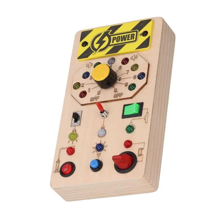 Tableau D'Éveil Montessori Lumineux - Jouet En Bois Avec Interrupteurs LED Et Musique - Développement Moteur Et Sensoriel - Cadeau Enfant 1-5 Ans