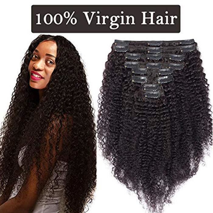 Extension a Clip Cheveux Humain Naturel Afro [ 8 Piece 18 Clips ] Frisé