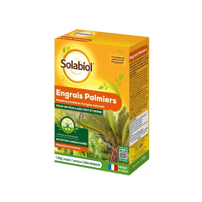 SOLABIOL SOPALMY15 Engrais palmiers et plantes mediterraneennes 1 5 Kg Utilisable en Agriculture Biologique