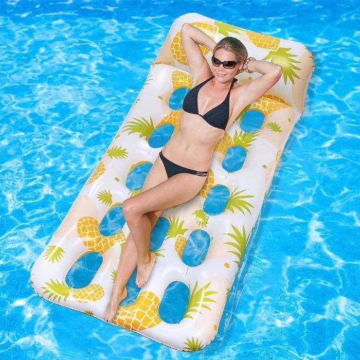 Matelas Gonflable Pour Adultes, Transat De Piscine à Motif Feuilles