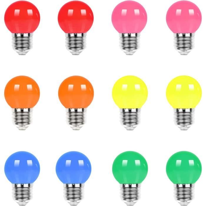 Ampoule LED E27 Couleur, 1W (équivalent Incandescence 10W), G45