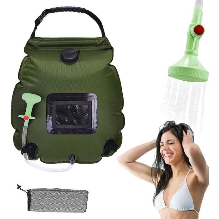 Sac Douche Solaire Camping 20L - Réservoir Eau Chauffant Naturellement | Avec Pommeau Et Tuyau | Jardin, Plage