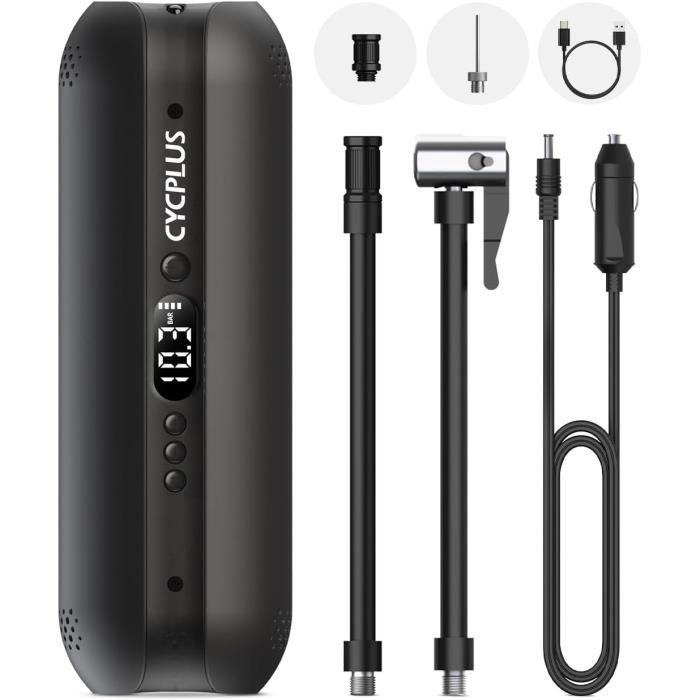 Pompe à Vélo Électrique CYCPLUS 150psi - Gonfleur Portable Avec Écran LED - Pour VTT, Voiture, Ballons - USB/Batterie