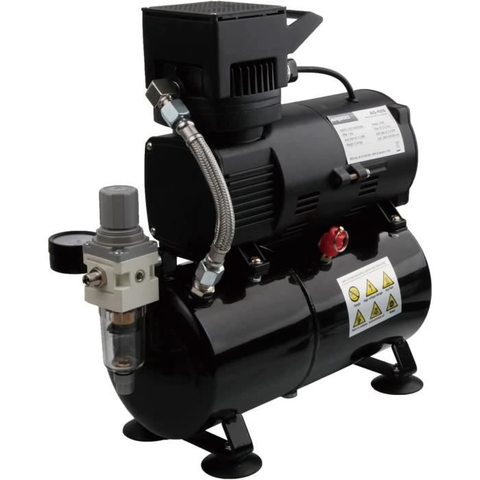 Compresseur Aérographe AIRGOO AG-326 - Réservoir 3L, Double Ventilateur, Régulateur Et Piège à Humidité - Pour Modélisme, Nail Art