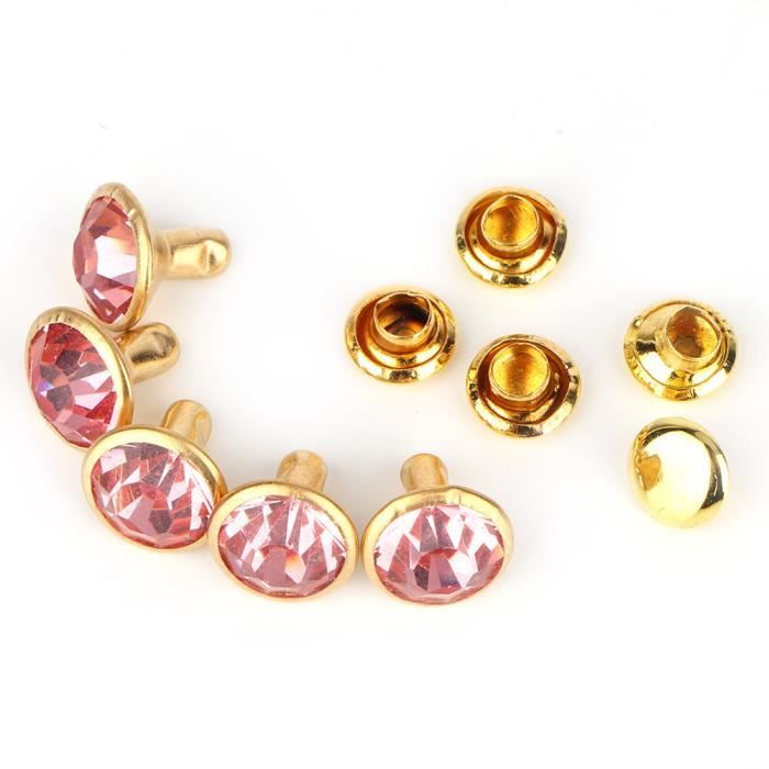 Tbest Rivet décoratif 10 PCS Coloré Strass Rivets Cap Stud Pour Diy