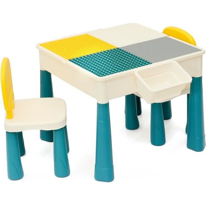 TEMPSA Ensemble Table Enfant et 2 Chaise Pour LEGO avec 2 Boîtes