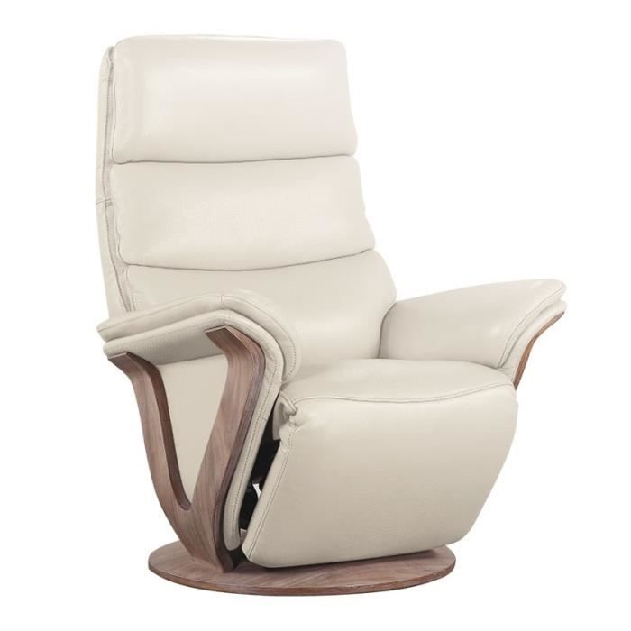 fauteuil de relaxation électrique cuir mastic - fruity - l 81 x l 89 x h 113
