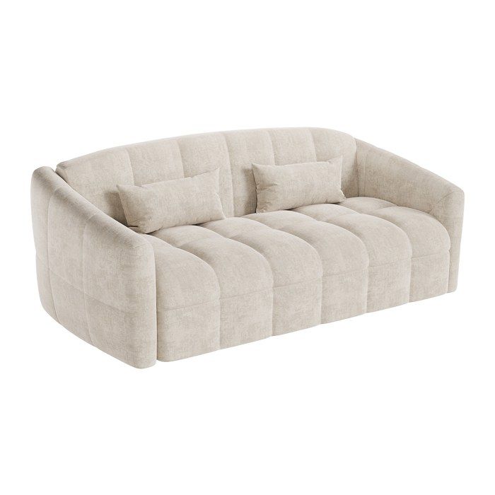Canapé 3 places convertible express en velours beige - Couchage 140 cm - Matelas 13 cm RETUNA