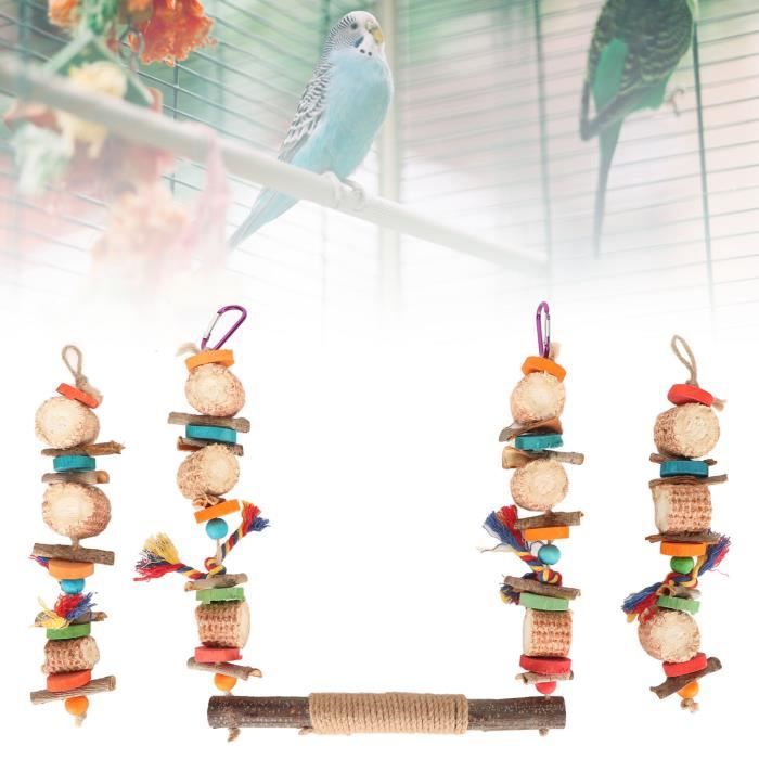 Amdohai - Jouet à Mâcher Pour Oiseaux, Jouet à Mâcher Pour Perroquet Avec Cloche Cage Oiseaux Suspendue Accessoires De Jouet D Entra Nement