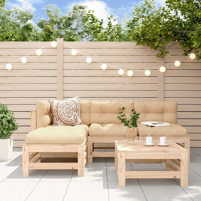 vidaXL Salon de jardin 5 pcs bois massif