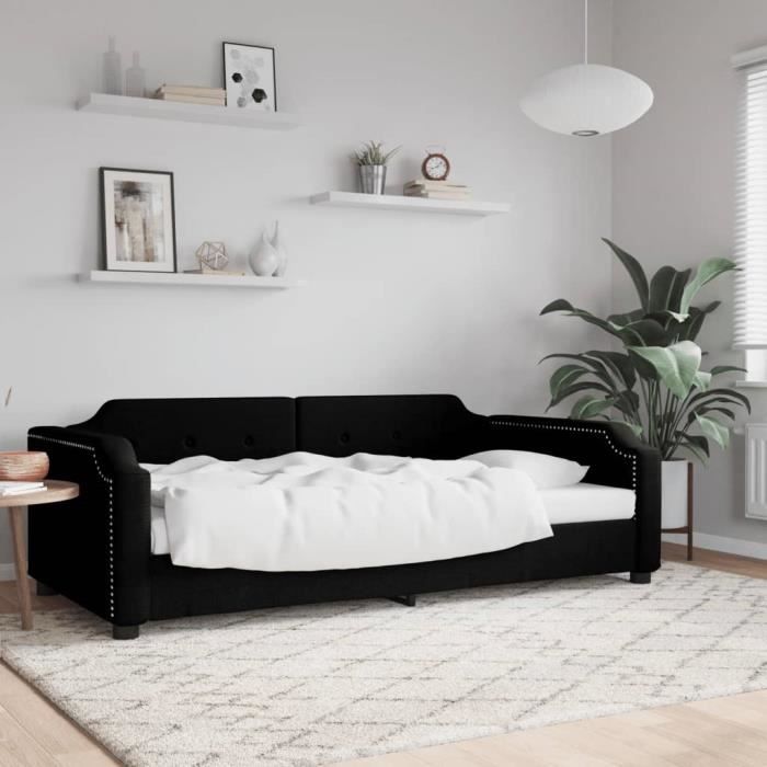 vidaXL Lit de repos sans matelas noir 100x200 cm tissu 354212