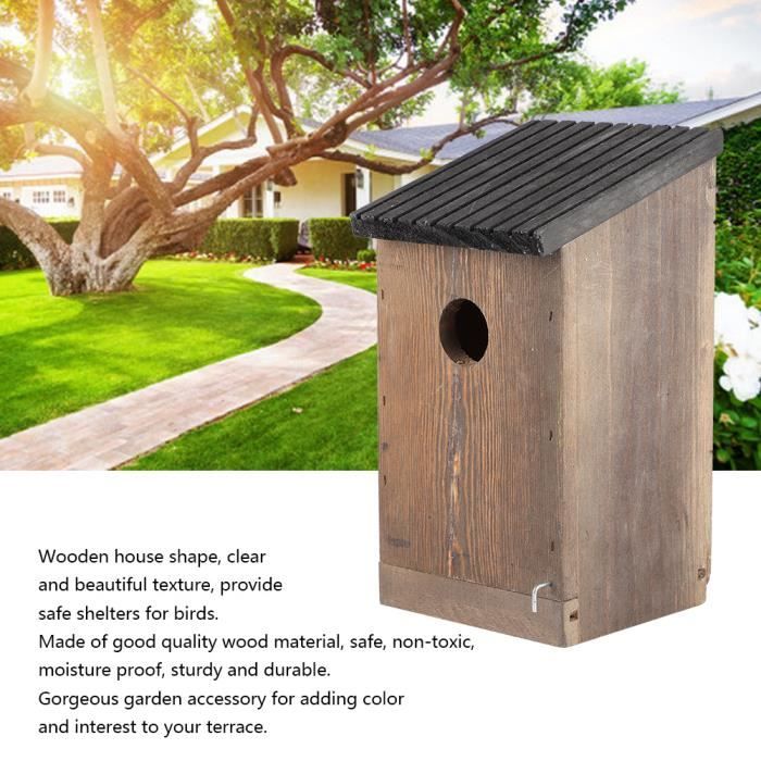 Nichoir En Bois Pour Oiseaux - 10 Compartiments En Pin Naturel - Refuge Pour Oiseaux De Jardin - 9