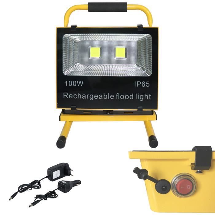 YRHOME Spot de chantier LED 200W Lampe de travail solaire batterie 4