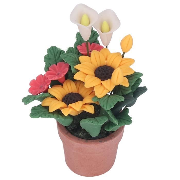 Plantes Miniatures En Pot Pour Maison De Poupée 1:12 - Fleurs En Argile Simulées