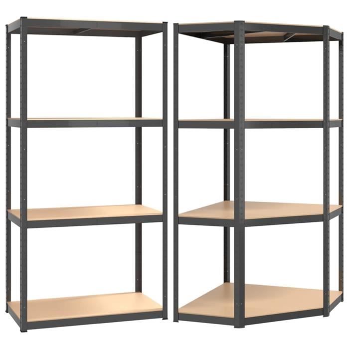 E-Bargains – étagères à 4 et 5 étages pour garage, maison, garde-manger, atelier, noir, 4 Tier