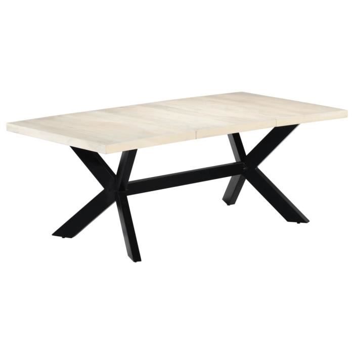 SIB Table de salle à manger Blanc 200x100x75cm Bois manguier massif ...