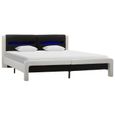 Style Industriel Loft - Cadre de lit avec LED Blanc et noir Similicuir 160x200 cm Lit adulte Structure de lit 76176-1