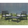 Salon de jardin - DMORA - 2 fauteuils 1 table basse - Anthracite - Made in Italy-1