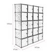 Armoire Penderie Modulable en Plastique 20 Cubes - OUTAD - Noir - 183x47x147cm-1