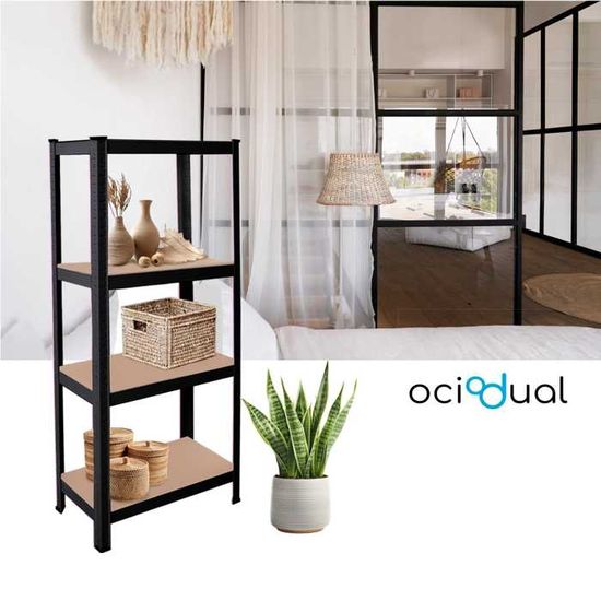 Étagère Métallique 4 Niveaux 150x60x30cm - 240kg Charge - Rose MDF - OcioDual