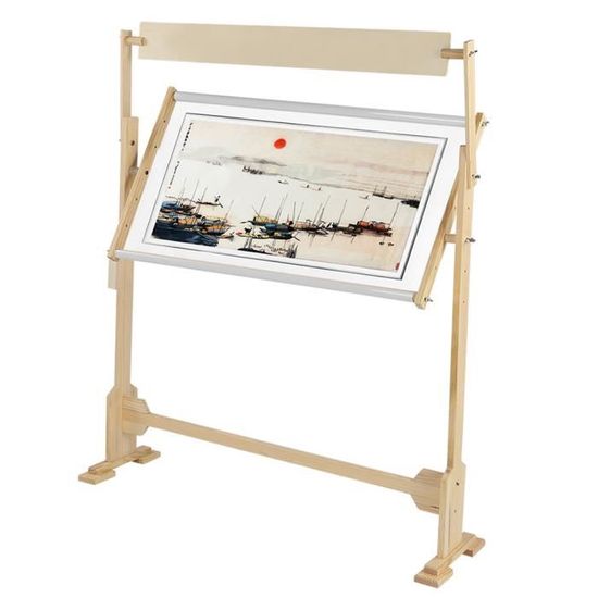 Cadre à Broderie En Bois Réglable Avec 2 Barres (31,8 Et 41,9 Cm) - Support De Table Pour Point De Croix, Broderie Main - 8 Clips Antidérapants