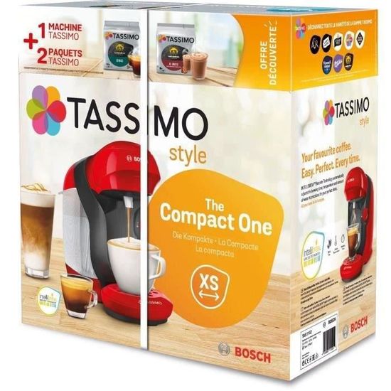 1 machine à multi-boissons Tassimo BOSCH - STYLE TAS1103 rouge + 2 packs de  T- Discs - 0,7 l - Cdiscount Electroménager