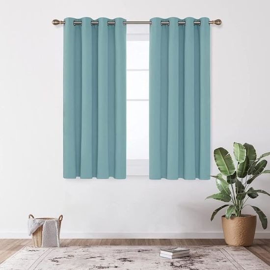 Rideaux Occultants Bleu Gris MYSKY HOME 140x160cm 2 Pièces - Isolation Thermique Et Phonique